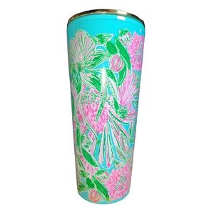 Lilly Pulitzer Coming In Hot Blue & Pink Insulated Acrylic Tumbler & Lid‎ 24oz.